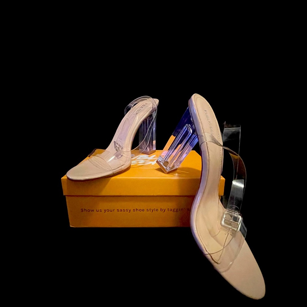 Public Desire “Alia” Clear Strappy High Heels